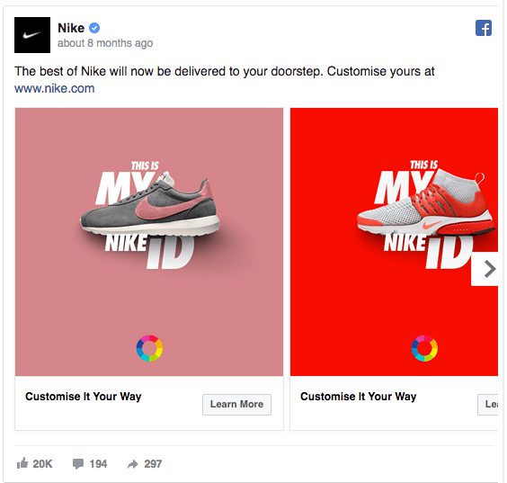 idea per un post su Facebook: Nike